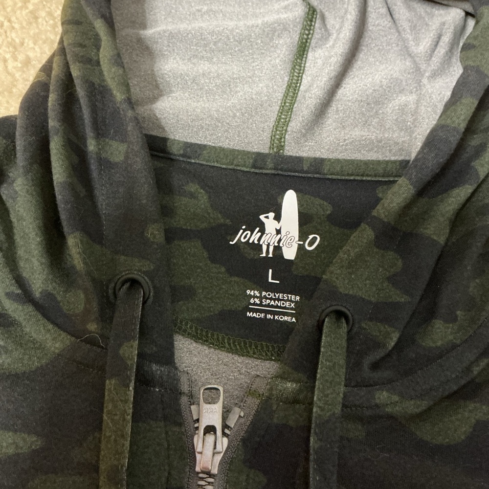 johnnie-O Dark Green Camouflage Zip-Up Sweater - Picture 4 of 6